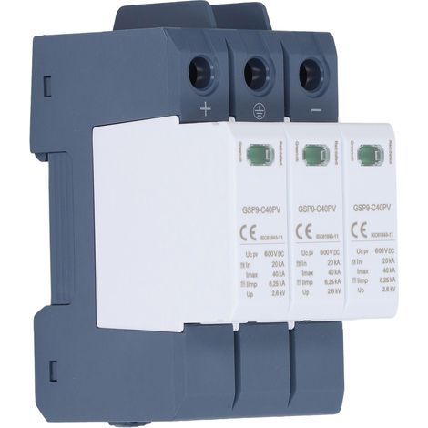 Parafoudre CC ignifugé pour PC, à courant de décharge élevé et à réponse rapide, 40 kA triphasé 600 V CC (1/5)
