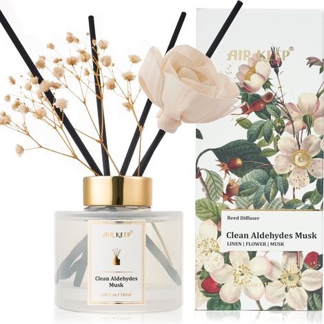 Clean Aldehydes Musk Reed Diffuser Set, 150 ml, Pink Home Fragrance for Bedroom, Living Room, Bathroom, Office (1/5)