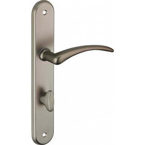 Thirard – Poignée de porte coulissante Selene à condamnation – Carré 7mm – Entr'axes 195mm – Acier nickelé satiné pour salle de bain et toilette