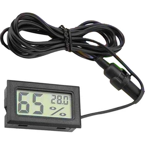 Mini Thermomètre Numérique Hygromètre Moniteur de Température et d'humidité avec Sonde Moniteur LCD Intérieur Extérieur Jauge Mètre pour Voiture Serre Maison Bureau Salon