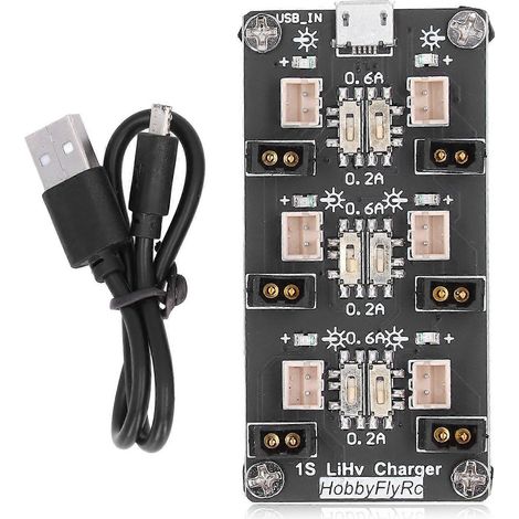 Lithium-Akku-Ladeplatine, 0,2 A/0,6 A Ausgang, 6-Kanal-Akkulademodul mit LED-Anzeige