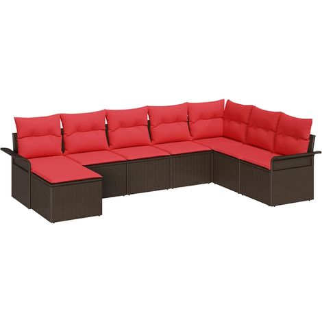 Set Divano da Giardino con cuscino 8 pcs Beige Poly Rattan vidaXL