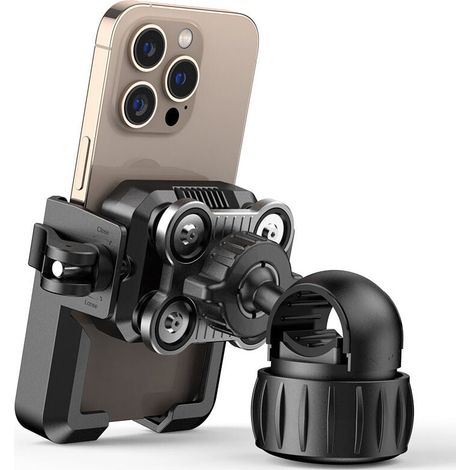 Support Téléphone Moto Anti-vibration - [Double Amortisseur] 360° Rotation, 1S Libération avec Un Bouton, Support Téléphone Vélo pour iPhone 16 15 14 13 12 Series, Huawei, 4,7-6,8" Smartphone