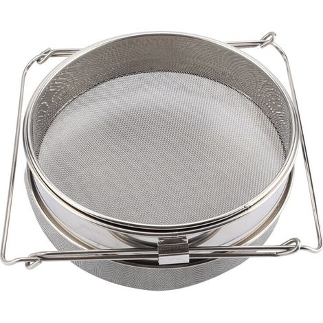Grand Tamis À Miel Double Couche Acier Inoxydable Passoire Filtre Avec Bras Réglables (1/4)