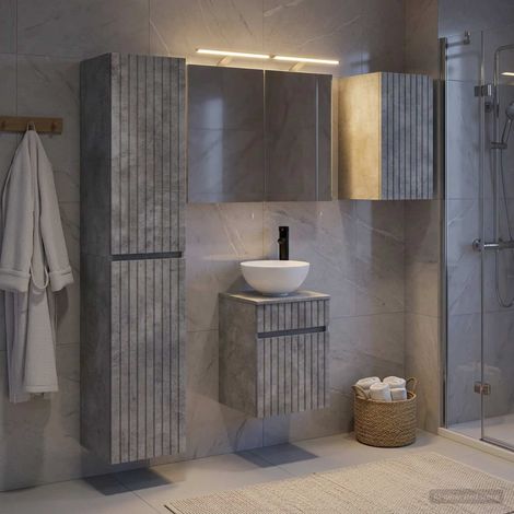 vidaXL Set di Armadi da Bagno 5 pz Grigio Cemento Legno ingegnerizzato (1/5)