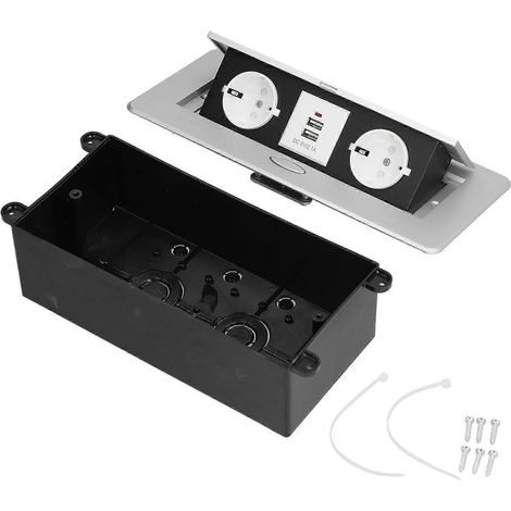 Mehrfachsteckdose mit 2 Steckdosen, 2 USB-Ladeanschlüssen, multifunktionale Einbausteckdose für den Schreibtisch