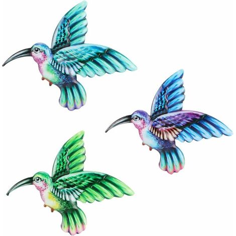 Metal Wall Decor, Colorful Hummingbird Iron Sculpture Hummingbird Metal Wall Hanging Ornaments Metal Birds Indoor Outdoor Decor (1/5)
