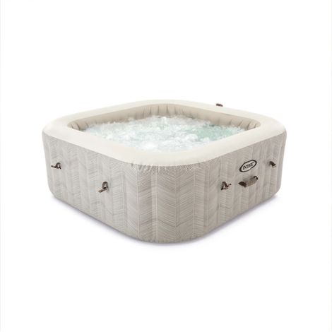 piscina idromassaggio gonfiabile intex "chevron deluxe" marrone effetto rigato 6 persone 196x196x71 cm - cod. 28472np (1/6)