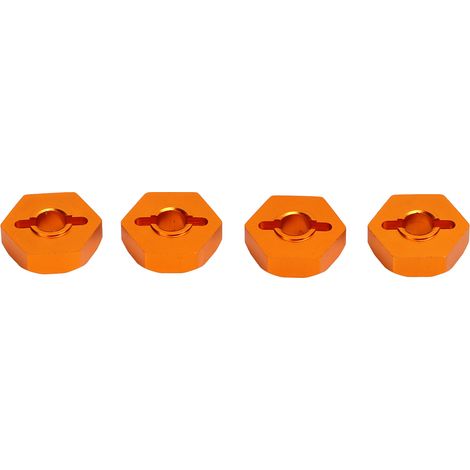 4 Adaptateurs de moyeux hexagonaux en alliage d'aluminium 12mm avec goupilles d'essieu pour pièces de voiture RC TRAXXAS 1/16, couleur or (1/5)