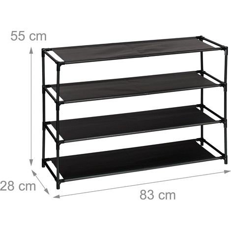 Zapatero abierto diseño práctico recibidor 158 x 83 x 28 cm fácil acceso de acero negro 130015410 (1/3)