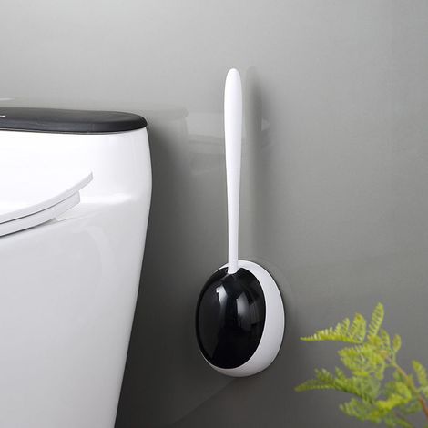 Schwarzes, wandmontiertes WC-Set, modernes Design, WC-Bürste, Badreiniger, 1-teiliges Set, zur Wandmontage. (1/5)