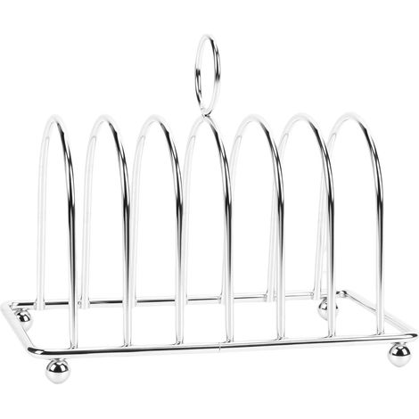 Grille à pain vintage britannique en acier inoxydable pour 6 tranches, idéale pour la cuisine et les restaurants. (1/5)
