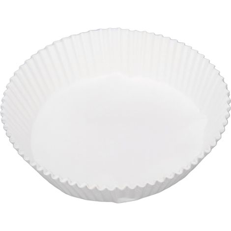 30 feuilles jetables antiadhésives pour friteuse, papier cuisson rond pour four et cuisine - Lot de 30, blanc