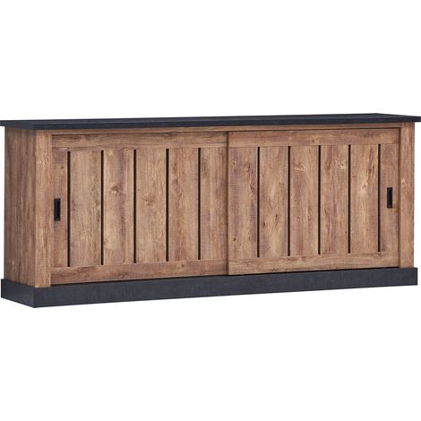Buffet/bahut style industriel 221 cm chêne/noir Adelaide (1/5)