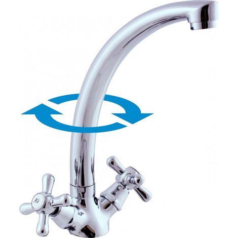 Mélangeur évier haut MORAVA pivotant en laiton chromé H 22,9 cm (1/4)