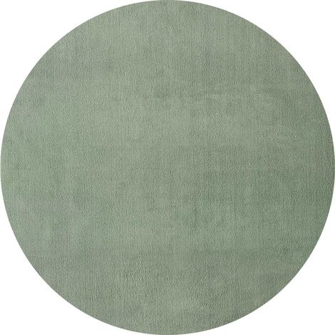 Tapis LYN10 LAVABLE 30°C Ø120cm Vert Clair, tapis shaggy uni à longs poils (1/4)