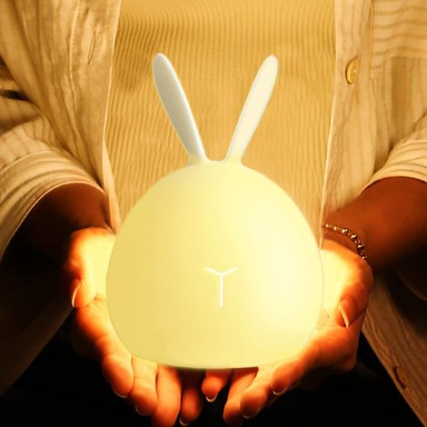 Filiyano-Veilleuse pour enfants, veilleuse LED, décoration de chambre d'enfant, veilleuse lapin USB en silicone, 7 couleurs, 3 niveaux de luminosité (1/5)