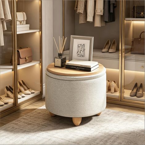 Pratique pouf de rangement rond, marchepied pour chaussures, tabouret à chaussures uniquement
