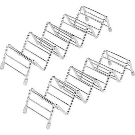 Support de Acier Inoxydable Holder Forme de Vague Outils Gadget de Cuisine pour Durs ou Mous de Shell Tacos Hot Dog 2 Pièces(4-5 cellules)