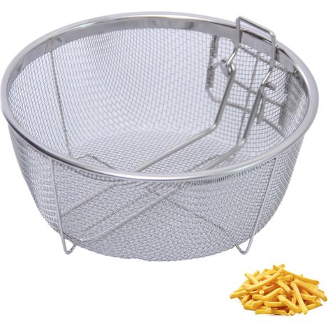 1 Panier Rond, Acier Inoxydable, Poignée Ergonomique, Crochets, Cuisson Friture (1/5)