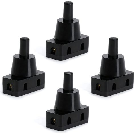 4pcs interrupteurs à bouton-poussoir 250V 10A IP20 pressostat intégré mini-pressostat avec écrou encastrable 1 pôle pour lampes de table appareils électroménagers meubles noir (1/5)