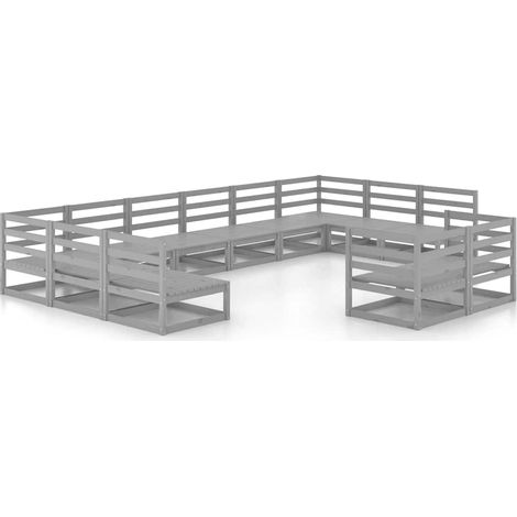 Maison Exclusive - 12-tlg. Garten-Lounge-Set Massivholz Kiefer (1/5)