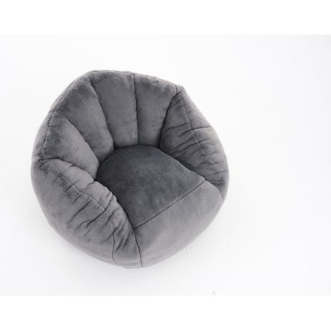 Poltrona a sacco in morbido peluche grigio chiaro, ergonomica per bambini, ideale per stanza giochi e salotto (1/5)