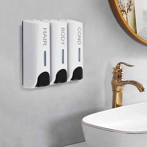 Dispensatore sapone 3 in 1 bagno, dispenser shampoo doccia da parete hotel (1/5)