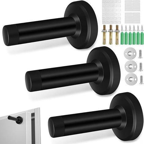 Butoir de porte muraux acier inoxydable 8,5 cm Butée de porte noire fixations tampon élastique transparent carré rond (1/5)