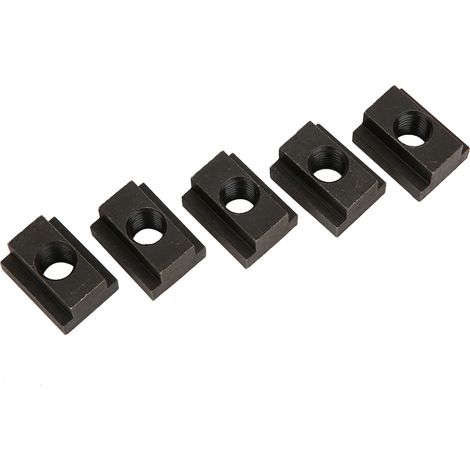 Lot de 5 écrous à rainure en T finition oxyde noir, filetage M12, compatibles avec les rainures en T des tables de machines-outils (1/5)