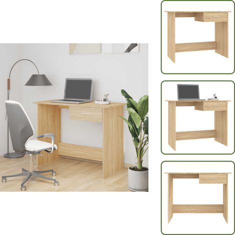 Cassetto - vidaXL Scrivania Rovere Sonoma 100x50x76 cm in Legno Multistrato - Scrivania per ufficio