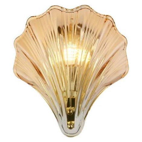 [GEBRAUCHT] B-Ware Searchlight Wandleuchte Lampe Shell LED Designer Muschelform amber IP44 20x22cm (1/2)