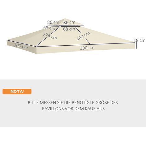 Toiture de remplacement pour tonnelle métallique 3x3m, en polyester blanc crème, idéale pour jardin et terrasse. (1/5)