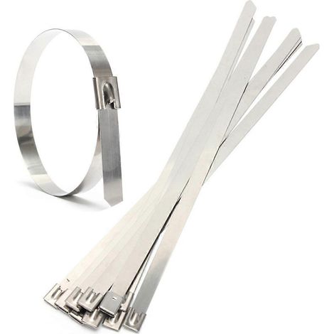 10 attaches de câble métalliques en acier inoxydable de 0,39 po x 15,75 po pour échappement (1/4)