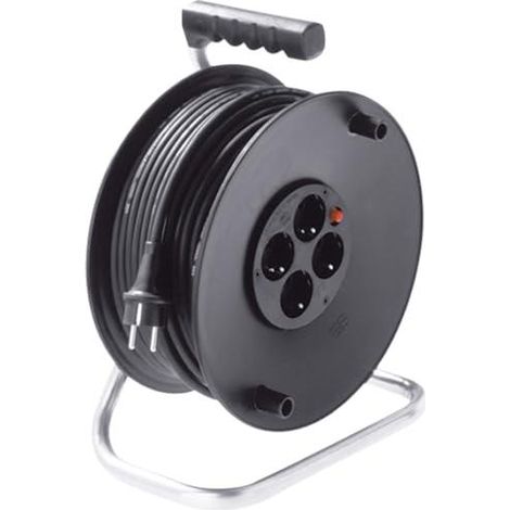 Bachmann Carrete de cable negro robusto de 25 metros