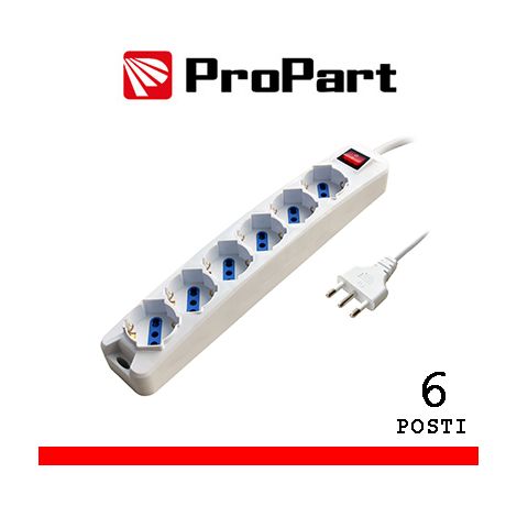Multipresa 6pos bipasso/schuko spina16A +inter 3m