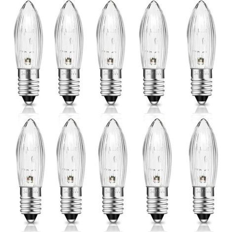 Ampoule E10 34V 3W Bougie avec 7 Points de Combustion Ampoules de rechange, 30LM Blanc Chaud 2700K, Ampoule Bougie E10 pour Arche Lumineuse, Arbre de Noël, Guirlande, Lot de 10 (1/5)