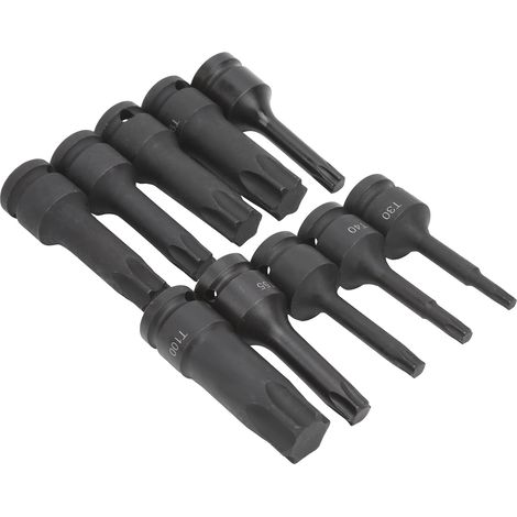 Jeu de 10 embouts de tournevis carrés 1/2 po CRMO Star T30100 série T, longueur 78 mm, outil de réparation automobile (1/5)