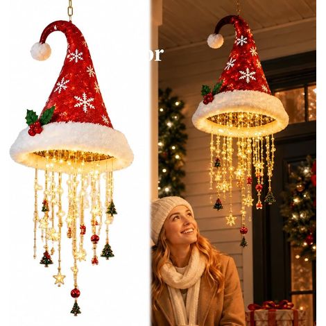 Chapeau père Noël lumineux suspension LED (1/5)