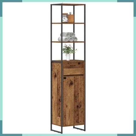 Meuble de salle de bain - 886496 - Bois ancien - Bois d'ingénierie - 40x30x180 cm (1/5)
