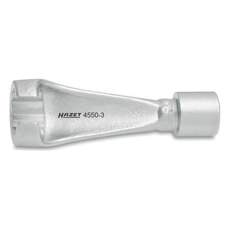 Hazet Einspritzleitungsschlüssel 3/8 (10 mm) Vierkant hohl, Außen Doppelsechskant Profil, SW 17 mm, kurze Ausführung