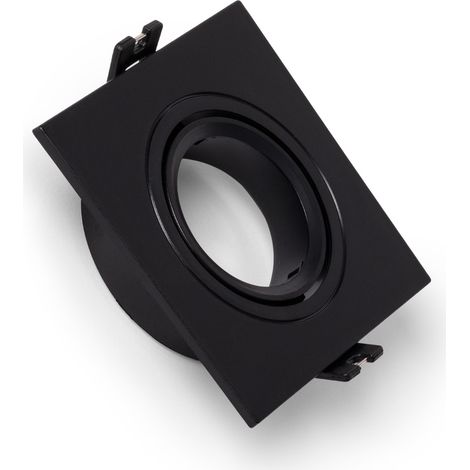 Aro Downlight Cuadrado Basculante para Bombilla LED GU10 / GU5.3 Corte Ø 75 mm Negro