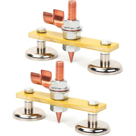 2 pinces de masse magnétiques pour soudage, outils de mise à la terre pour soudeur, pince pour fil de masse en cuivre, accessoires de soudage pour métaux, outils de soudeur ( ) (1/5)