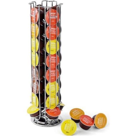 Silver Coffee Capsule Holder, Rotating Dispenser Display Stand for 24 Dolce Gusto Capsules, Storage Holders, 360 Degree Rotatable Capsule Rack (1/5)