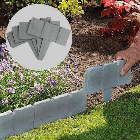 Palisade En Plastique Effet Pierre - Bordure De Jardin Souple Et Réglable - Pour Parterres Fleurs Pelouse Allées - Lot De 4 (1/5)