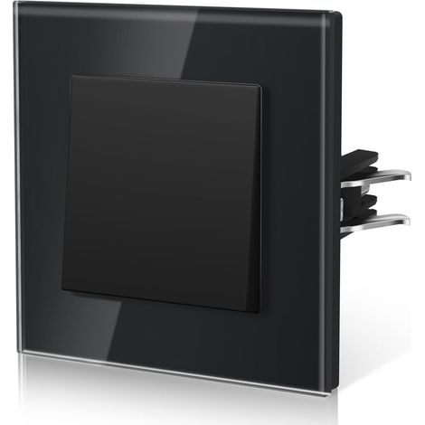 Interrupteur Mural, Interrupteur Va Et Vient Avec Griffes, Verre Interrupteur Lampe De Chevet, 1 Gang 2 Way, 86mm, Noir (1/5)