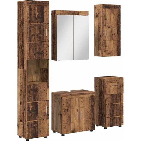 Juego de muebles de baño TULUM 5 pcs Madera vieja vidaXL