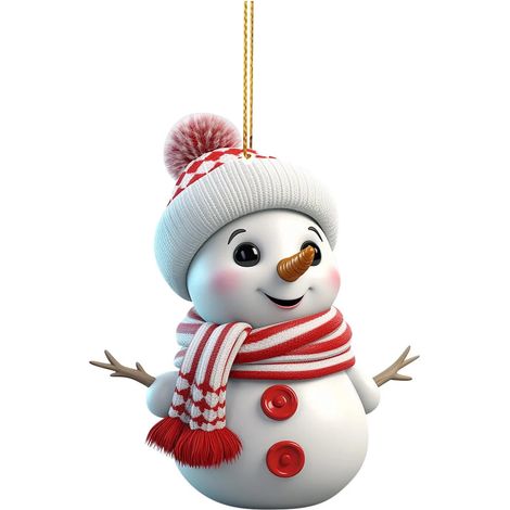 Guettes - Décoration Arbre De Noël En Acrylique - Figurine Bonhomme De Neige Plate - Pour Intérieur - Lot De 1 (1/4)