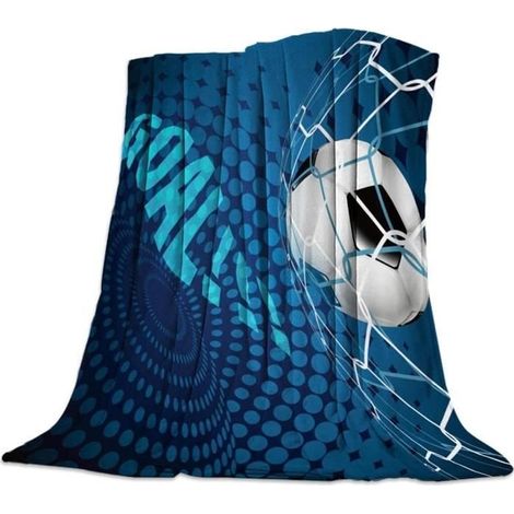 1 pièce Couverture Polaire Microfibre, 140x180 cm, motif Football, douceur ultra-moelleuse, lavable en machine, idéale pour canapé, lit ou pique-nique (1/4)