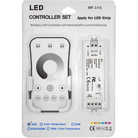 Kit Contrôleur LED Monocouleur RF 5-36V DC Max 8A avec Télécommande - Blanc - SILAMP